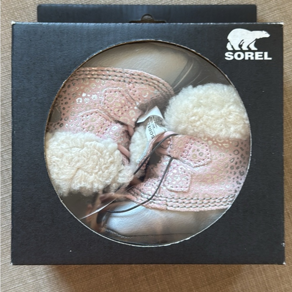 Sorel Pink and White Baby Booties